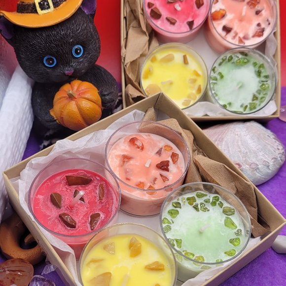 Crystal Infused Tea Light Candle Sets of 4 - Picture 5 of 9